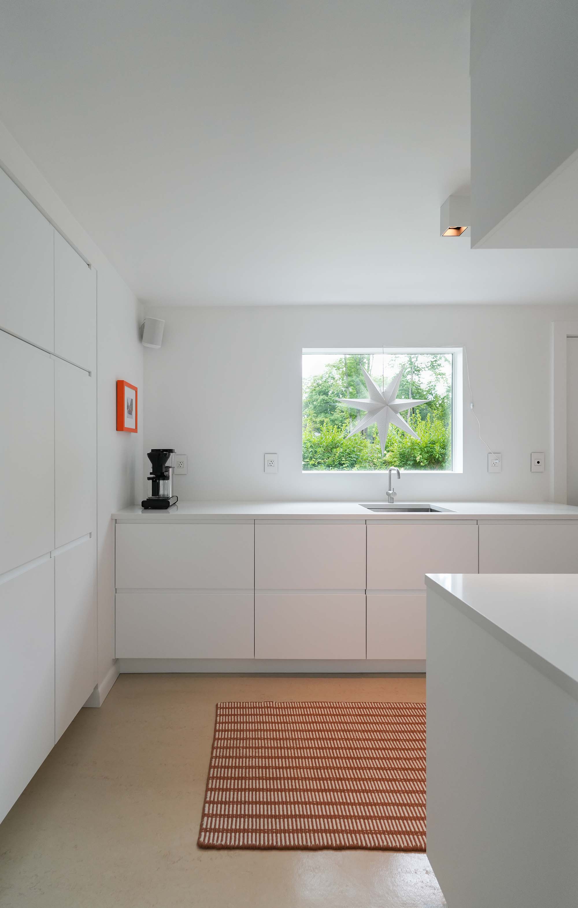 Minimalist Kitchen Details. Close-up details of custom cabinetry, hardware, and finish work, Wayne, PA