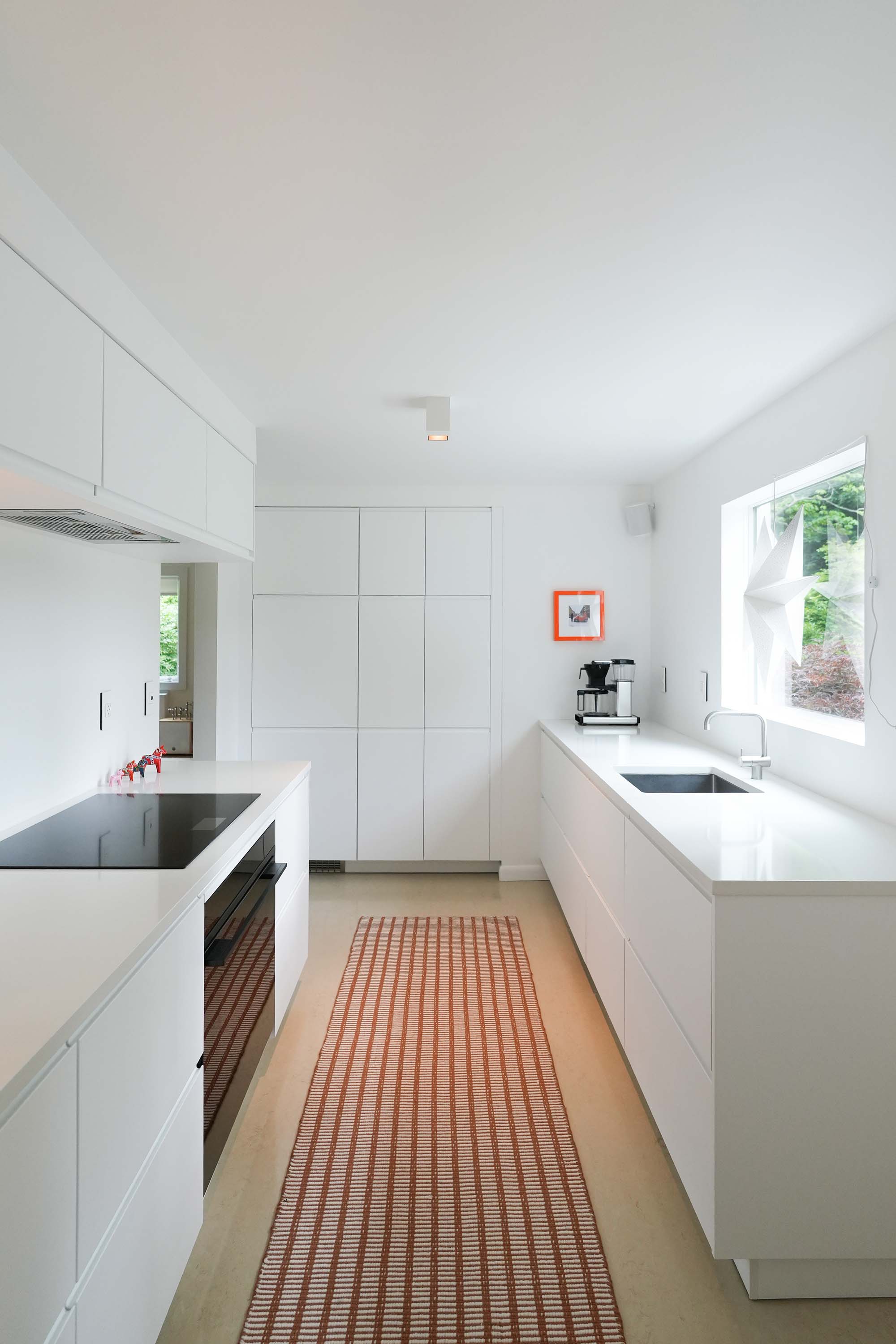 Minimalist Kitchen Details. Close-up details of custom cabinetry, hardware, and finish work, Wayne, PA